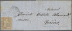 Schweiz: 1856 Strubel 5 Rp. Graubraun Auf Sehr Dünnem "Seidenpapier" Mit Klische - Cartas & Documentos