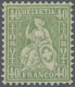 Schweiz: 1862 Sitzende Helvetia 40 Rp. Gelblichgrün, Ungebraucht Mit Leichter Fa - Unused Stamps