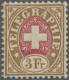 Schweiz - Telegrafenmarken: 1874 3 Fr. Braun/dunkelkarmin, Tadellos Postfrisch M - Télégraphe