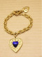 -BRACELET BRELOQUE COEUR YVES SAINT LAURENT Années 90 Métal Doré Résine Bleue    E - Pulseras