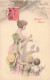 Illustrateur - Wichera - Femme Avec Deux Enfants Qui Joue Aux Ombres Chinoises - Joyeuses Pâques- Carte Postale Ancienne - Wichera