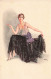 Illustrateur - Biamtiz ? - Femme En Jupe Noire Assise - Collier De Perles  -   Carte Postale Ancienne - Biais