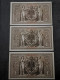 LOT 3 BILLETS N° SUIVIS 1000 MARK 21 04 1910 BERLIN SERIE T REICHSBANKNOTE ALLEMAGNE - 1.000 Mark