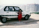 2 SLIDES SET 70s GIRL WOMAN CITROEN VISA VOITURE PORTUGAL 35mm DIAPOSITIVE SLIDE NO PHOTO FOTO NB2701 - Diapositives