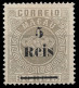 1887 MACAU MACAO CROWN ISSUE  5 RÉIS On 80R, UNUSED Mi.-Nr. 24 I C - / Sc. 24 PERF. 13½ - Unused Stamps