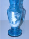 -VASE VERRE Bleu MARY GREGORY PETITE FILLE Au PARAPLUIE Haut Volanté Déco   E - Vazen