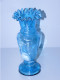 -VASE VERRE Bleu MARY GREGORY PETITE FILLE Au PARAPLUIE Haut Volanté Déco   E - Jarrones