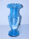 Delcampe - -VASE VERRE Bleu MARY GREGORY PETITE FILLE Au PARAPLUIE Haut Volanté Déco   E - Vases