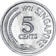 Monnaie, Singapour, 5 Cents, 1971 - Singapur