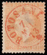 ROMANIA : 25 B - PARIS ( Mi. 41 - 1872) - STAMPILA MICA ROSIE : BOTOSANI - 7 MAI 1873 - RRR !!! (am466) - 1858-1880 Moldavie & Principauté