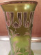 Vase Verre Émaillé Legras Décor De Fleurs & Ruban Doré Non Signé - Verre & Cristal