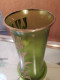 Delcampe - Vase Verre Émaillé Legras Décor De Fleurs & Ruban Doré Non Signé - Verre & Cristal