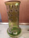 Delcampe - Vase Verre Émaillé Legras Décor De Fleurs & Ruban Doré Non Signé - Verre & Cristal