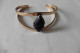 Bracelet Créateur Style Art Nouveau Art Deco Egypte Antique Métal Doré Et Pierre Simili Lapis Lazuli - Armbanden