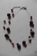 Collier Deux Rangs Sur Fil Cablé Perles Fantaisie Baroques Prune Et Cristaux Toupies Rouge Bordeaux - Kettingen