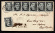 Lot # 038 Used To Cape Breton (Nova Scotia) 1863 2¢ "Black Jack" STRIP Of FIVE Plus 2 Singles - Covers & Documents