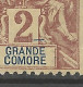 GRANDE COMORE N° 2 Variétée Trait Bleu Sur DE De GRANDE NEUF*  CHARNIERE  / Hinge  / MH - Nuovi