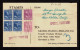 Lot # 175 Special Delivery: 1951 Card Bearing 1938, 50¢ Taft Mauve, 30¢ Theodore Roosevelt Deep Ultra Marine BLOCK OF FO - Cartas & Documentos