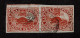 Lot # 449 1852, Beaver, 3d Red PAIR Plate A Position 24 & 25 (state 1) Several Frame Breaks - Used Stamps