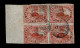 Lot # 453 1852, Beaver, 3d Red Left Sheet Margin Block Of Four Plate B Pos. B41,42, 51,52 - Gebraucht