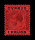Lot # 567 CYPRUS: 1924, King George V, £1 Purple & Black On Red - Neufs