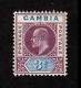 Lot # 573 GAMBIA: 1905, King Edward VII, 3d Purple & Ultramarine, “dented Frame” Variety - Gambia (...-1964)