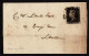 Lot # 584 1840, 1d Gray Black Plate 1b ‘HC’, Good To Clear Margins All Around, Tied By Black Maltese Cross Cancel On Fol - Cartas & Documentos