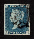 Lot # 587 1840, Queen Victoria First Issue, 2d Blue Plate 1 "PL",  Light Black Maltese Cross Cancel - Used Stamps