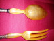 Couverts A Salade Vintage Corne Et Métal Argenté Ou Argent - Spoons