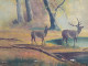 Ancien Tableau Cerf Et Biche En Forêt - Huiles