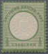 Deutsches Reich - Brustschild: 1872, Großer Schild ⅓ Gr. Dunkelolivgrün, Farbtie - Ungebraucht