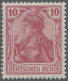 Deutsches Reich - Germania: 1911 Germania 10 Pf. (dunkel)karmin, Postfrisch, Lin - Neufs