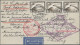 Deutsches Reich - Weimar: 1930, 3x 4 M Südamerikafahrt Auf Karte Mit Zeppelin-We - Other & Unclassified