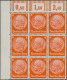 Deutsches Reich - 3. Reich: 1934, Freimarken 8 Pf Hindenburg Im Postfrischen 9er - Unused Stamps