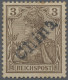 Deutsche Post In China: 1901, 3 Pf Germania Reichspost Mit Abart Doppelter Hands - Deutsche Post In China