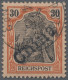 Deutsche Post In China: 1901, 30 Pf Germania Reichspost Mit Handstempelaufdruck - Deutsche Post In China