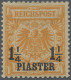 Deutsche Post In Der Türkei: 1889, Adler, 1¼ P. Auf 25 Pfg. Orangegelb Mit Aufdr - Turkse Rijk (kantoren)