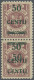 Memel: 1923, 50 C. A. 500 M., Senkr. Paar Mit Der Ungewöhnlichen Aufdruckstellun - Memel (Klaïpeda) 1923