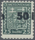 Sudetenland - Asch: 1938, Freimarke Mit Aufdruck 50 H In Type I, Stark Nach Rech - Sudetenland