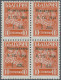 Dt. Besetzung II WK - Mazedonien: 1944, 1 L Auf 10 St Dunkelrotorange, Viererblo - Occupazione 1938 – 45