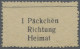 Feldpostmarken: 1943, Krim-Zulassungsmarke "1 Päckchen / Richtung / Heimat", Typ - Sonstige & Ohne Zuordnung