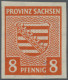 Sowjetische Zone - Provinz Sachsen: 1945, 8 Pf Gelblichrot Mit Dem Seltenen Wass - Sonstige & Ohne Zuordnung