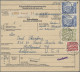 Berlin: 1949, Senkrechtes Paar Des Höchstwertes 5 DM Berliner Bauten Mit 1 DM Un - Lettres & Documents