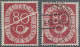 Bundesrepublik Deutschland: 1951, Posthorn 80(Pf) Postfrisch Mit Schräg Durch Di - Oblitérés