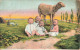 FANTAISIES - Bébés - Dessin D'enfants - Chèvre - Colorisé - Carte Postale Ancienne - Bébés