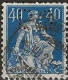 SWITZERLAND 1908 Sitting Helvetia - 40c. - Blue FU PERFIN MARKED "DC" - Perforadas