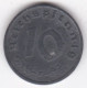 10 Reichspfennig 1945 F Stuttgart, Occupation Des Alliés . En Zinc, KM# A104 - 10 Reichspfennig