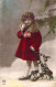 FETE - Bonne Année - Fantaisie - Petite Fille Sous La Neige Avec Une Branche De Houx - Carte Postale Ancienne - New Year