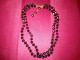 Delcampe - Collier Ras De Cou Double Rang Vintage -perles Verre Multifacettes Rouges A Reflets - Années Avant 1970 - Kettingen