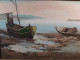 Tableau Ancien Marine Barques Bord De Mer - Huiles